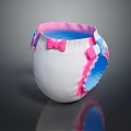 Sweet White Baby Diaper With Pink Frills Bow Blue Details And Soft Straps