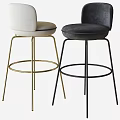 Modern Green And White Upholstered Bar Stools With Gold Metal Legs