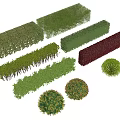modern shrub hedge square shrub square tree green belt plant combination shrub ball 3d model