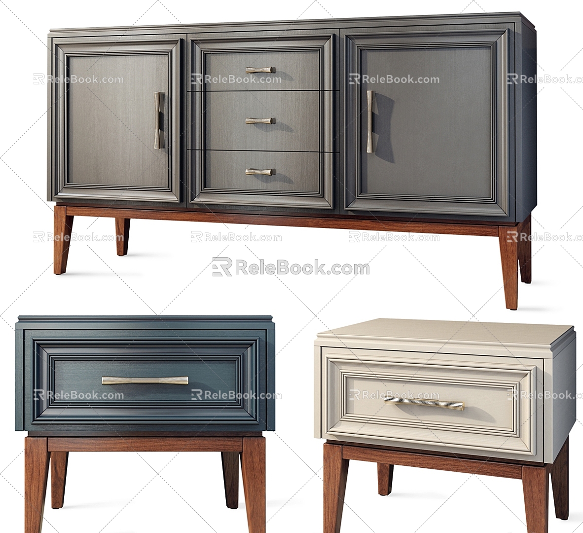 Sideboard 3D Model Bucket Cabinet Side Cabinet Bedside Cabinet Home Entrance Cabinet Furniture 3d model