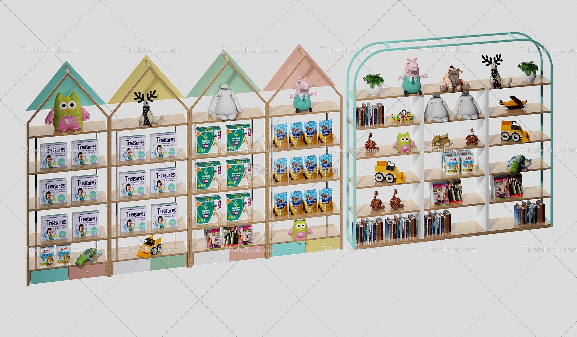 Modern Maternal and Infant Goods Shelf Maternal and Infant Products Display Shelf Maternal and Infant Store Milk Powder 3d model