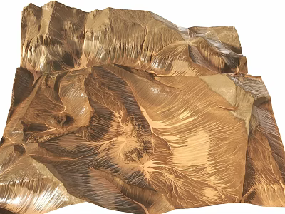 Golden Textured Art Sculpture With Intricate Surface Patterns And Design Details 3d model