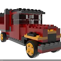 Vintage Red Car Model Constructed With Colorful Building Blocks And Details