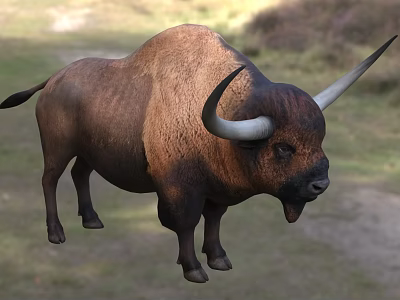 Brown Horned Reptile Lizard Standing On Grassland With Natural Vegetation Background 3d model