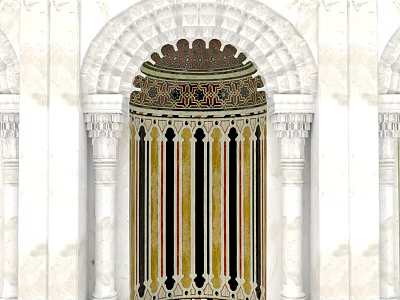 Arabesque Decorative Archway With Striped Design Intricate Patterns And Marble Columns 3d model