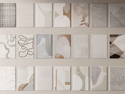 Square Rugs Featuring Various Modern Patterns And Neutral Color Designs 3d model