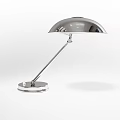 Modern Silver Metal Desk Lamp With Adjustable Arm Sleek Shade And Round Base Design