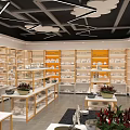 Modern Home Decor Specialty Store With Shelves Display Products And Green Plants