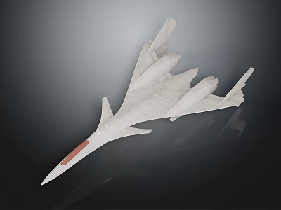 White Streamlined Aircraft Model Showcasing Sleek Design And Glossy Finish On Dark Background 3d model