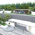 Modern Entrance Gate Design With White Wall Greenery And Car In Front