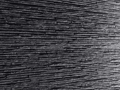 Black Stone Wall Surface With Horizontally Arranged Slate Strips Natural Texture And Shiny Finish 3d model
