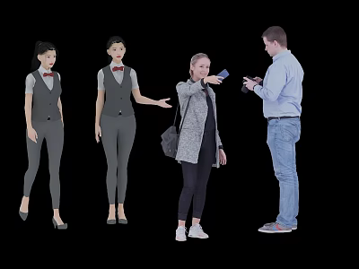 Two People Interaction Woman Showing Object To Man Holding Camera 3d model