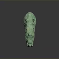Detailed Green Dragon Head Sculpture With Textured Surface On Gray Stand