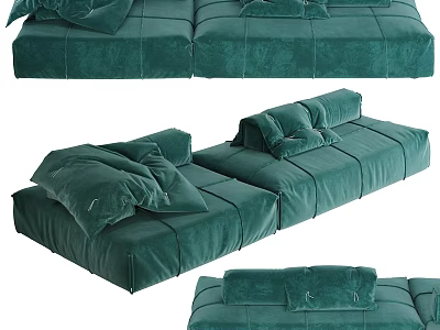 Luxurious Green Velvet Modular Sectional Sofa With Plush Cushions And Modern Design 3d model
