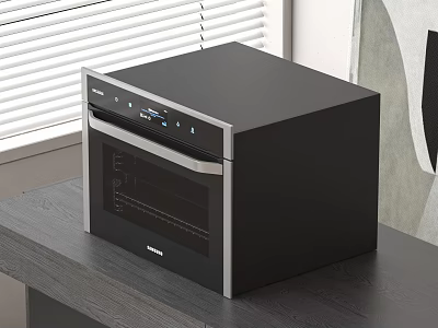 Sleek Black Countertop Oven With Stainless Steel Trim For Modern Kitchen Counter 3d model