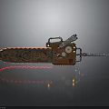 Steampunk Chainsaw Weapon with Intricate Mechanical Gears and Metallic Components in Brown and Silver Casing