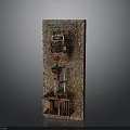 Vertical Industrial Mechanical Structure With Rustic Metal Texture And Layered Components