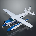 Modern Blue And White Seaplane With Floats And Aerodynamic Exterior Design