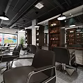 Modern Beauty Hair Salon Interior With Wooden Reception Desk White Brick Wall And Pendant Lights
