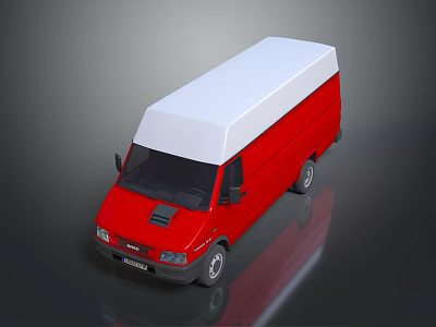 Red And White Modern Bus With Sleek Exterior On Dark Reflective Background 3d model
