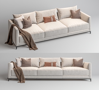 Modern three-seat sofa multiplayer sofa 3d model