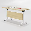 Mobile Stackable Conference Table with Light Wood Top Black Panel and Wheels 3d model