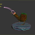 Elegant Red Smoking Pipe with Black Stem on Blue Textured Base for Daily Use