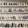 Various Styles Shoes Collection Display On Shelves With Multiple Colors And Designs