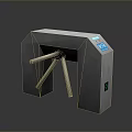 Gray Three Bar Turnstile With Silver Rotating Bars Blue Screen And Green Indicator Light 3d model