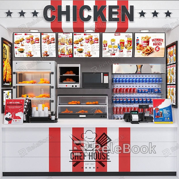 Modern Fried Chicken Restaurant Fast Food Fried Chicken Restaurant Fried Chicken Legs Fried Chicken Nuggets Fast Food Restaurant KFC McDonald's Fried Chicken Coke Combination Fried Chicken Food Combination model