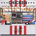 THEE HOUSE Fast Food Restaurant Interior With Fried Chicken Warmers Menu Posters And Beverage Racks