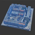 Architectural Model of Urban Building Complex With Colorful Roofs Green Trees and Vehicles