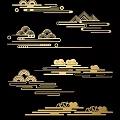 Exquisite Traditional Chinese Golden Cloud Carved Patterns Decorative Art Design Elements