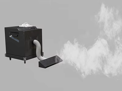 Black Smoke Machine With White Hose Ejecting Thick White Smoke 3d model