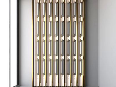 Elegant Modern Interior Partition With Gold Metal Frames And Translucent Panels 3d model