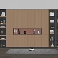Elegant Modern Built-in Bookcase With Glass Doors And Illuminated Display Shelves