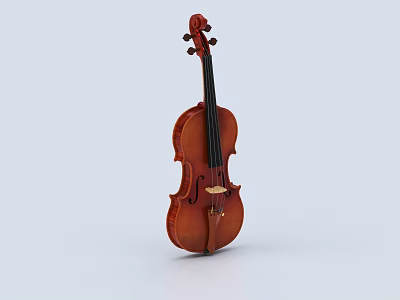 Classical Wooden Violin With Handcrafted Body And Fine String Instrument Details 3d model