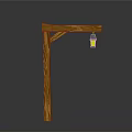 Wooden Bracket With Hanging Lantern For Outdoor Decor And Lighting Fixture