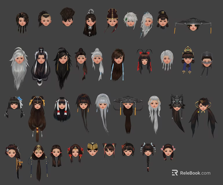 Multiple Animated Character Portraits With Diverse Hairstyles Outfits And Looks 3d model 