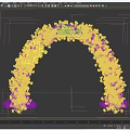 Decorative Event Entrance Arch With Floral Decor LOGO Theme Text And Bottom Ornaments