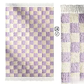 Square Rug Featuring Purple and White Checkered Pattern and Plush Soft Texture 3d model