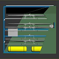 Weapon Storage System With Green Enclosure Blue Frame White Drones And Yellow Cylinders