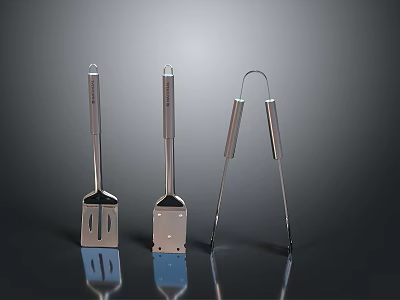 Stainless Steel Kitchen Tongs and Spatulas Modern Household Cooking Utensils 3d model