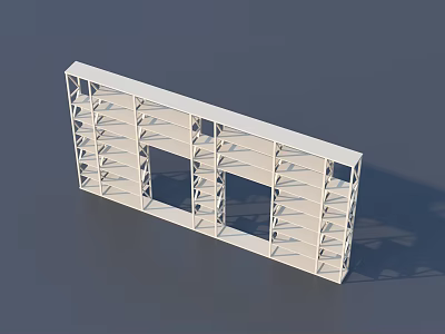 White Open Multi tiered Display Shelving Unit With Frame Structure Design 3d model