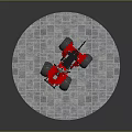 Red Building Blocks Off-Road Vehicle Model With Large Wheels And Decorative Flag