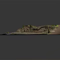 Detailed Terrain Model Showcasing Natural Rocks Vegetation Soil Layers And Water