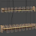 Modern Geometric Chandelier with Linear Metal Frame and Illuminated Hanging Design