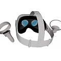 Modern White VR Headset Design With Controllers And Colorful Lens Lights 3d model