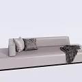 Modern Light Gray Sectional Sofa With Decorative Pillows And Throw Blanket 3d model