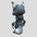 Cute Gray Wolf Game Movie Character With Black Vest And Blue Jeans